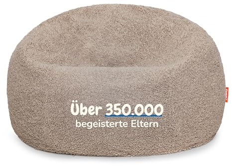 Funzy Sitzsack für Kinder aus Cord mit Füllung aus Schaumstoff, Kindersitzsack für Mädchen und Jungen aus hochwertigen Materialien, Oeko-TEX 100 Zertifiziert mit 3 Jahre Garantie, Teddy Haselnuss