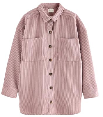 NEXT Femme, Veste-Chemise Légère en Velours Côtelé, Coupe Décontractée Rose 40