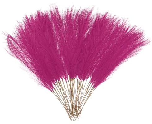 Kvartsman 50 stycken konst pampasgräs 52 cm (20,5 tum) konstgjord konstgjord torkad pampasgräs, dekoration med stam för golvvas, fyllning bröllopsdekoration, heminredning rosa