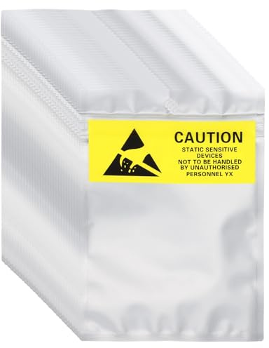QUARKZMAN 100 Bolsas Antiestáticas 4.1 x 5.9 Bolsa De Blindaje ESD Reutilizable con Etiquetas para Discos Duros HDD SSD Dispositivos Electrónicos Placas Madre, Plateado