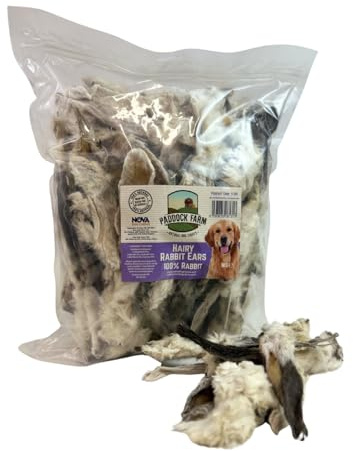 Hairy Rabbit Ears for Dogs 1kg (70-80pcs) 100% Natural Rabbit ears with fur for Dog Treats, Grain Free Chews, High Protein, Hypoallergenic Sensitive Stomachs, Dental Health & Worm Prevention