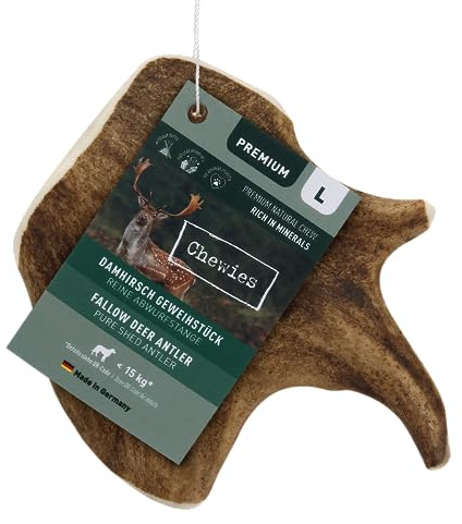 Chewies Damhirschgeweih für Hunde - Kaugeweih aus Abwurfstangen vom Damhirsch - natürlich & mineralstoffreich - Größe L