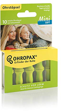 OHROPAX - Mini SOFT - Ohrstöpsel - 5x 10 Stück - Tailliert geformte In-Ohr-Stöpsel aus Schaumstoff gegen schädlichen Lärm, zum Entspannen, Schlafen und Musik hören - Perfekt für kleine Gehörgänge, auch für Kinder geeignet