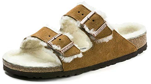 Birkenstock Classic Arizona Lammfell 1001135, Pantoletten, Braun (Mink 491), 40 EU (7 UK)