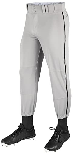 Champro Boy's Traditional Fit Triple Crown Classic Baseball Pants with Contrast-Color Braid Piping and Reinforced Sliding Areas, Grey, Black Pin, Medium