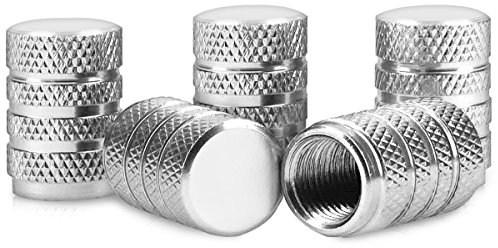 kwmobile 5X Auto Ventilkappen Abdeckung - Autoventil Schraderventil Metall Kappen - PKW Fahrrad Motorrad Ventildeckel in Silber