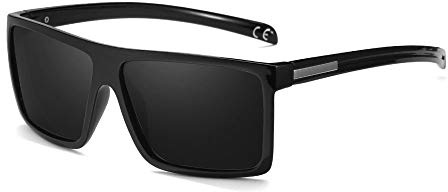 2020 VentiVenti Sunglasses For Men Plastic Lightweight Square Polarized Frame Classic Style Eyewear UV Protection For Driving Shiny Black Frame/Smoke Lens