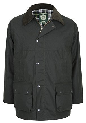 Portmann Premium Quality Padded Mens Wax Jacket Made in UK (4XL, Olive Green)