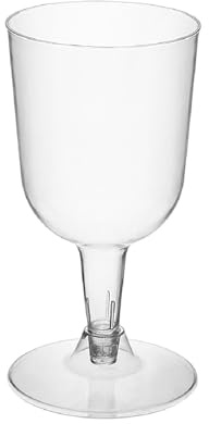 Party Essentials Disposable Hard Plastic Two Pieces Wine Glasses, 20-Count, 7-Ounce, Clear