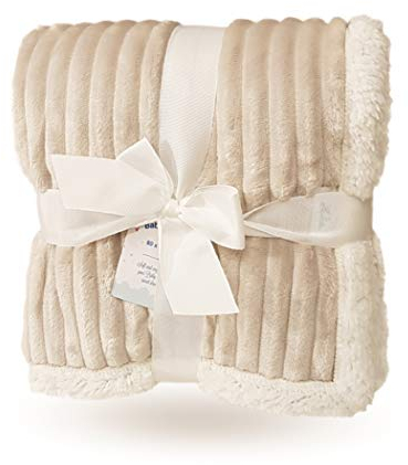 eYone Baby Blanket 80×110 cm - Soft Fleece & Sherpa - Neutral Unisex Baby Blanket - Pram, Cot & Stroller - Brown