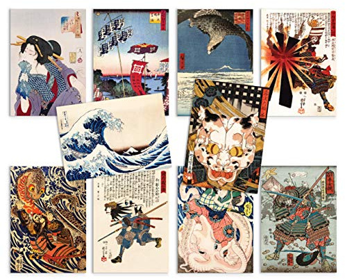 Japanese Ukiyo-e Art Postcards Set of 10 - Postcard Pack Woodblock Cards Gift (Card Set 1)