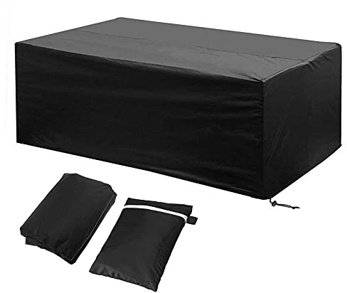 EMSMIL Housse de Protection Mobilier Exterieur 242x162x100cm Etanche Coupe-Vent Poussière Tissu Oxford Noir Housses de Meubles avec Boucle de Verrouillage Bâche Salon de Jardin pour Table Chaise