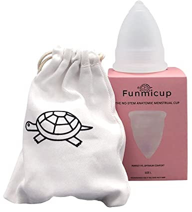 Funmicup No-stem Anatomic Menstrual Cup Period Cup for Those Who Have Had Vaginal Births - Flexible and Reusable Menstrual Cups - Large