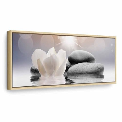 murando - Quadro Fiori Giglio 90x30 cm - 1 pezzo Stampa su Tela XXL Quadri Moderni Murale Moderno Grafica Decorazioni da Parete per il Soggiorno Floreale Pietre Beige Natura b-B-0268-b-a