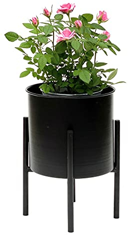 DanDiBo Blumenhocker mit Topf Metall Schwarz 32 cm Blumenständer 96153 Blumensäule Modern Pflanzenständer Pflanzenhocker