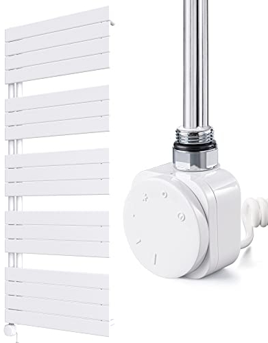 HEATSUPPLY® Design Handtuchheizkörper elektrisch 1510 x 600mm - Paneelheizkörper elektrisch weiß - Badheizkörper elektrisch inkl. Heizstab mit 1.000 Watt Leistung und Smart Heizstab No. 5
