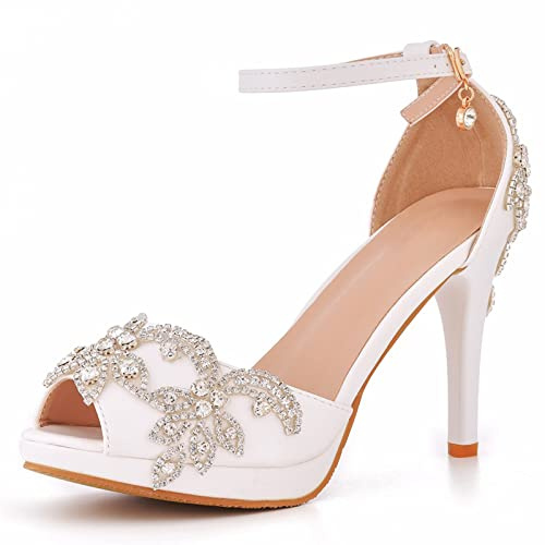 Scarpe da Sposa per Donna con Tacco Alto, Scarpe da Ballo Standard/Latino con Punta Aperta