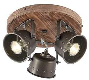 Lindby Ceiling Light Rubinjo dimmable (Vintage, Antique) in Brown Made of Metal for e.g. Living Room & Dining (3 Light Sources GU10) from floodlight Spotlight