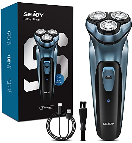 Sejoy Rasierer Herren Elektrisch, Trockenrasierer, Wiederaufladbarer Elektrorasierer Rasieren mit Pop-up-Trimmer, 1 Stunde Schnellladung, 3D-Schwimmkopf, LCD-Betriebsanzeige