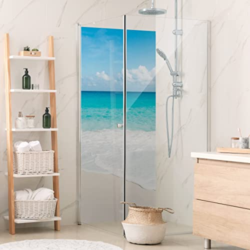 Bilderwelten Duschrückwand Folie 200x80 cm Blaue Welle Bad-Rückwand Motiv fugenlose Wandverkleidung Dusche