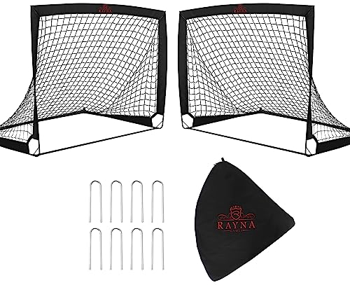 Fußballtor Kinder Set 2er Fußballtor Pop up Tor Faltbares Fußballtore, Outdoor Fußballtor mit Tragetasche, Fussballtore für Kinder und Erwachsene Geeignet Garten, Park,Strand (Schwarze)