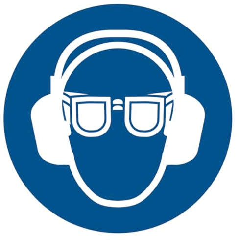 Dreifke® Kunststoff-Schild Gehörschutz und Augenschutz benutzen, Ø20cm, 1 Stück, Praxisbewährtes Gebotszeichen