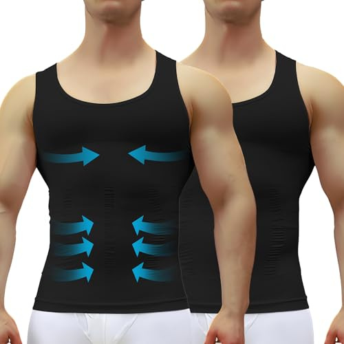 MEETYOO Mens sin Mangas Body Shaper Adelgazamiento del Vientre Chaleco térmico de compresión Tank Top Shapewear