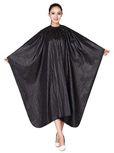 DOITOOL Mantello Per Taglio Dei Capelli Per Adulti Per Parrucchiere Mantello Da Taglio Per Acconciature Casa Nero