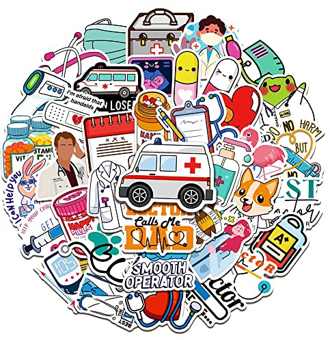 ZYMR Set di adesivi impermeabili per attrezzature mediche, laptop, valigia, casco, moto, skateboard, auto e bicicletta, ideali per studenti di medicina e operatori sanitari