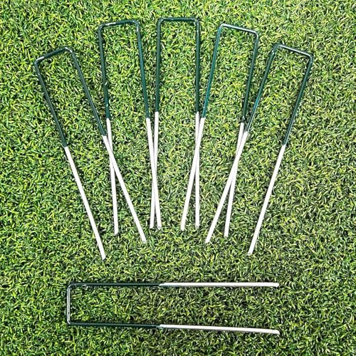 LOLYSIC 100 Pack U Shaped Artificial Grass Pegs, 6 150mm Metal Garden Weed Fabric Pins, Galvanised Steel Garden Netting Securing Pegs Staples for Weed Membrane Turf Grass Lawn Fence Ground Sheet