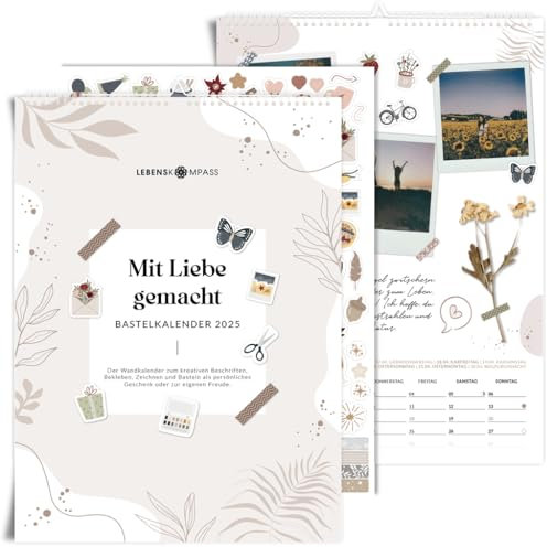 Lebenskompass Bastelkalender 2025 LIGHT - Fotokalender 2025 zum selbstgestalten - DIY Kalender im DIN A4 Format zum selber gestalten und verschenken - von Jan - Dez 25 selber gestalten