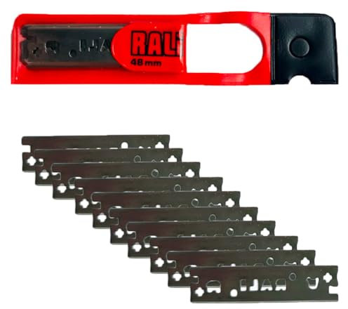 Paquete de 10 cuchillas de 48 mm en cromo para cepillos RALI 105/220 / 260 | Cuchillas originales RALI reversibles de doble filo, sin necesidad de afilado | Cuchillas para cepillo de carpintero
