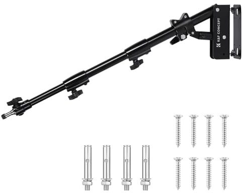 K&F CONCEPT Metal Support Mural Bras de Fixation Triangle, 51-100cm Heavy Duty Boom Bras de Rotation 180 ° Murale pour la Photographie en Streaming vidéo, avec Adaptateur Universel fileté 3/8 1/4