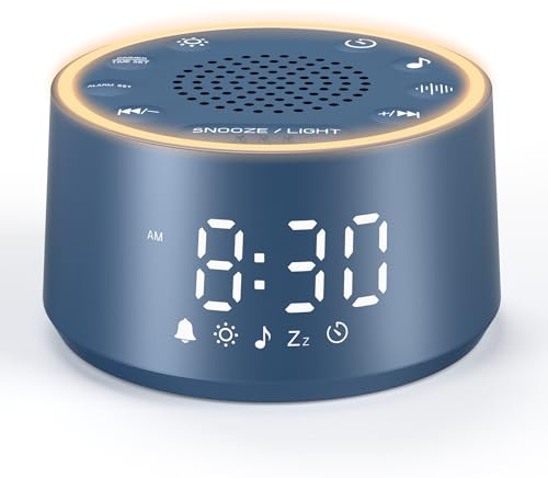 Dreamegg Sound Machine & Alarm Clock - White Noise Machine with 7 Wake-Up Sounds, 0-100% Dimmable, Night Light, Sound Machine for Sleeping Office Home, Travel Essentials Gift, Navy Blue