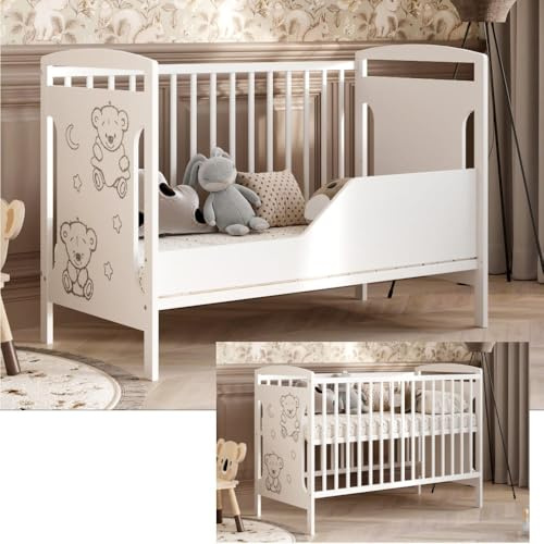 Genérico Cuna para bebés Ted 60 x 120 cm con Kit de conversión: Crece con su Hijo (sin colchón)
