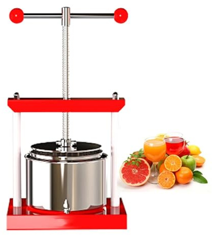 jcwwolk Prensa De Vino Manual con Mango Superior, Prensa De Frutas Y Hierbas De Acero Inoxidable, Mango De Bola De Potencia, 3 litros/0.8 Galones, para Jugo, Sidra, Vino Y Aceite De Oliva