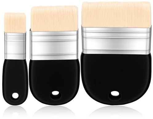 DOPENSPI 3 Größen Flacher Paddelpinsel, Flachpinsel Breiter Nylon Paddle Flächenpinsel Wiederverwendbares Aquarell Acryl Flachpinsel Pinsel Breiter Holzgriff Pinsel für Aquarell Gouache Acryl Öl Auf