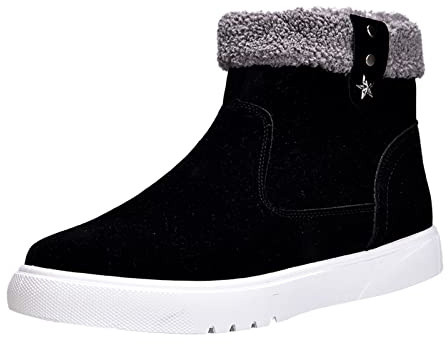 2026 - Zapatos de trabajo para hombre y hombre, con cremallera lateral, botas de lluvia deportivas, suela de gamuza, caminar, invierno, frío, occidental, vaquero, tacón de bloque, Black, 41 1/3 EU