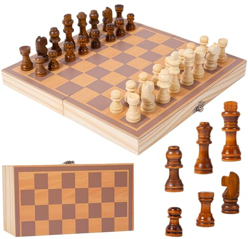 Chess Set and Draughts Board Games - Walnut Wooden Chess Board Game For Kids Adults Travel Chess Set Can Foldable Chess Gifts For Boys Girls, Birthday, Thanksgiving, Christmas, Kids Adults Travel