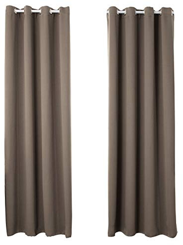 WOLTU 2er Set Gardinen mit Ösen, Verdunklungsvorhang für Wohnzimmer Schlafzimmer, Blickdicht, gegen Kälte und Hitze, 250g/m² Dicke, Taupe