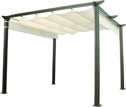 Amicasa. Pergola in Alluminio Dimensioni 3x3 Metri + Telo Colore Ecrù G197