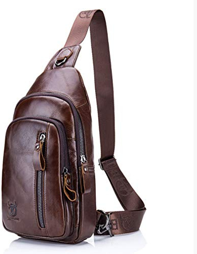 Xieben Bolso bandolera de cuero Mochila para hombres, mujeres, bandolera, hombro, pecho, paquete de día, mochilas, viajes al aire libre, camping, senderismo, mochila
