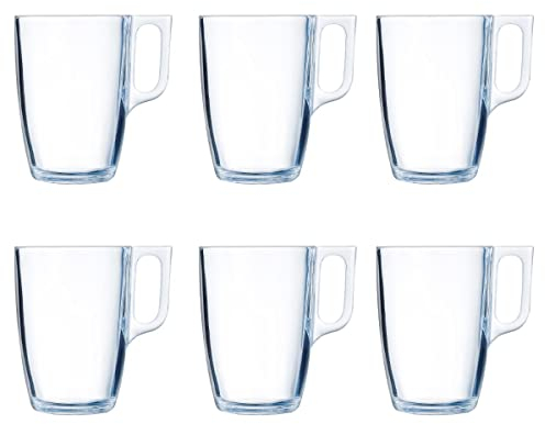 Luminarc Lot de 6 tasses à café en verre pour petit-déjeuner 40 cl Noir