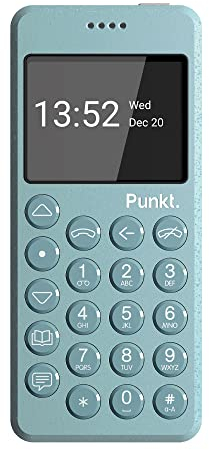 Punkt. MP02 New Generation 4G LTE Minimalist Mobile Phone, Unlocked, Nano-SIM, WiFi Hotspot,2GB RAM+16GB Storage, 1280 mAh Battery - Light Blue