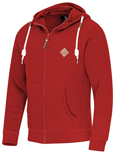 FALKENSTEJN Snygg huvtröja, sweatjacka, sweatshirt med logotypläderlapp, huvtröja, tröja med 2 sidofickor, Kläder, goji berry, L