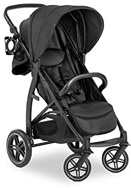 hauck Rapid 4D, Black - Pushchair with Rubber Wheels, Raincover & Cup Holder, Compact One-Hand Folding, Height-Adjustable, Fully Reclining from Birth up to 22 kg, UPF 50+