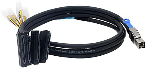 Allowish Mini SAS HD SFF-8644 to 4 Ports SAS SFF-8482 29P Server Adapter Cables (3m,Black)