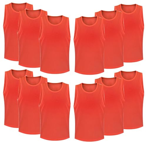FIBOGOUP Gilet d'entraînement de football, maillot de football pour enfants et adultes, accessoires d'entraînement de football, gilets pour l'entraînement d'équipe (12 pièces, taille XL 185cm+)