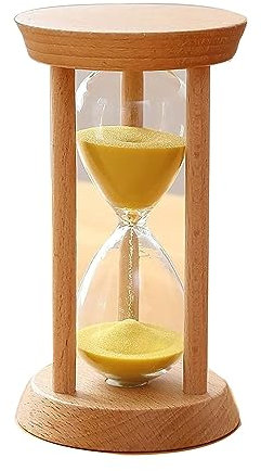 Timer per sabbia, clessidra, clessidra sabbia in legno/vetro clessidra per uovo, 3/5/10/15/20/30 minuti per bambini, classe, cucina, giochi, timer per spazzolatura (colore: giallo, dimensioni: 15