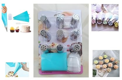 11 pz/set di beccucci per glassa a forma di fiore russo per decorazione torte topper strumenti di cottura sacchetto in silicone e glassa tubazioni crema pasticceria decorazione torta in acciaio